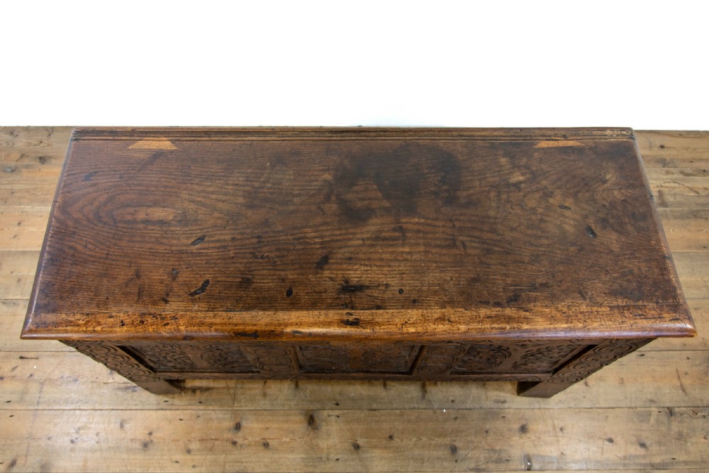  Small 18th Century Carved Oak Coffer  View V