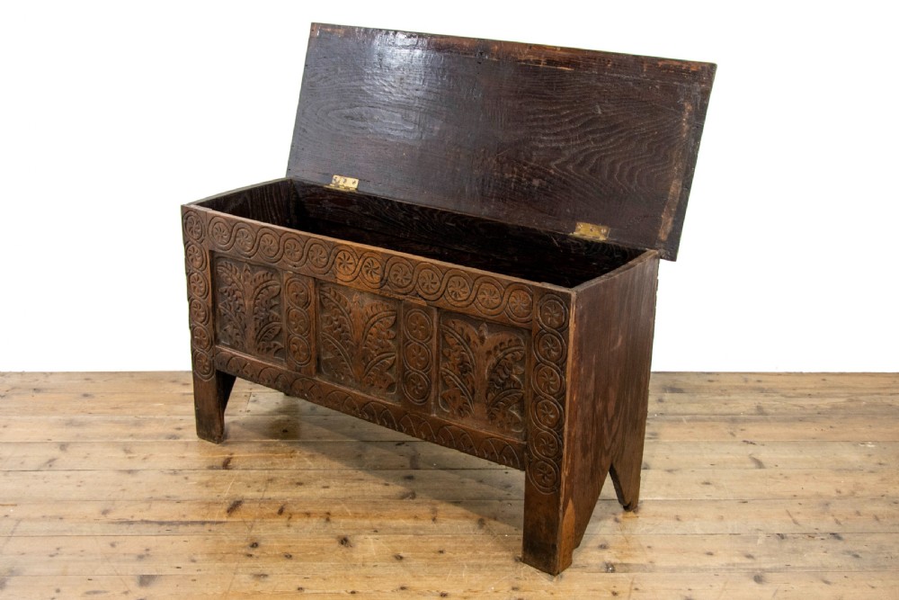  Small 18th Century Carved Oak Coffer  View VI