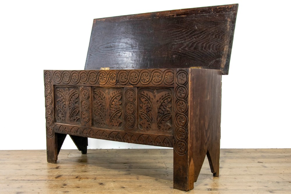  Small 18th Century Carved Oak Coffer  View VIII
