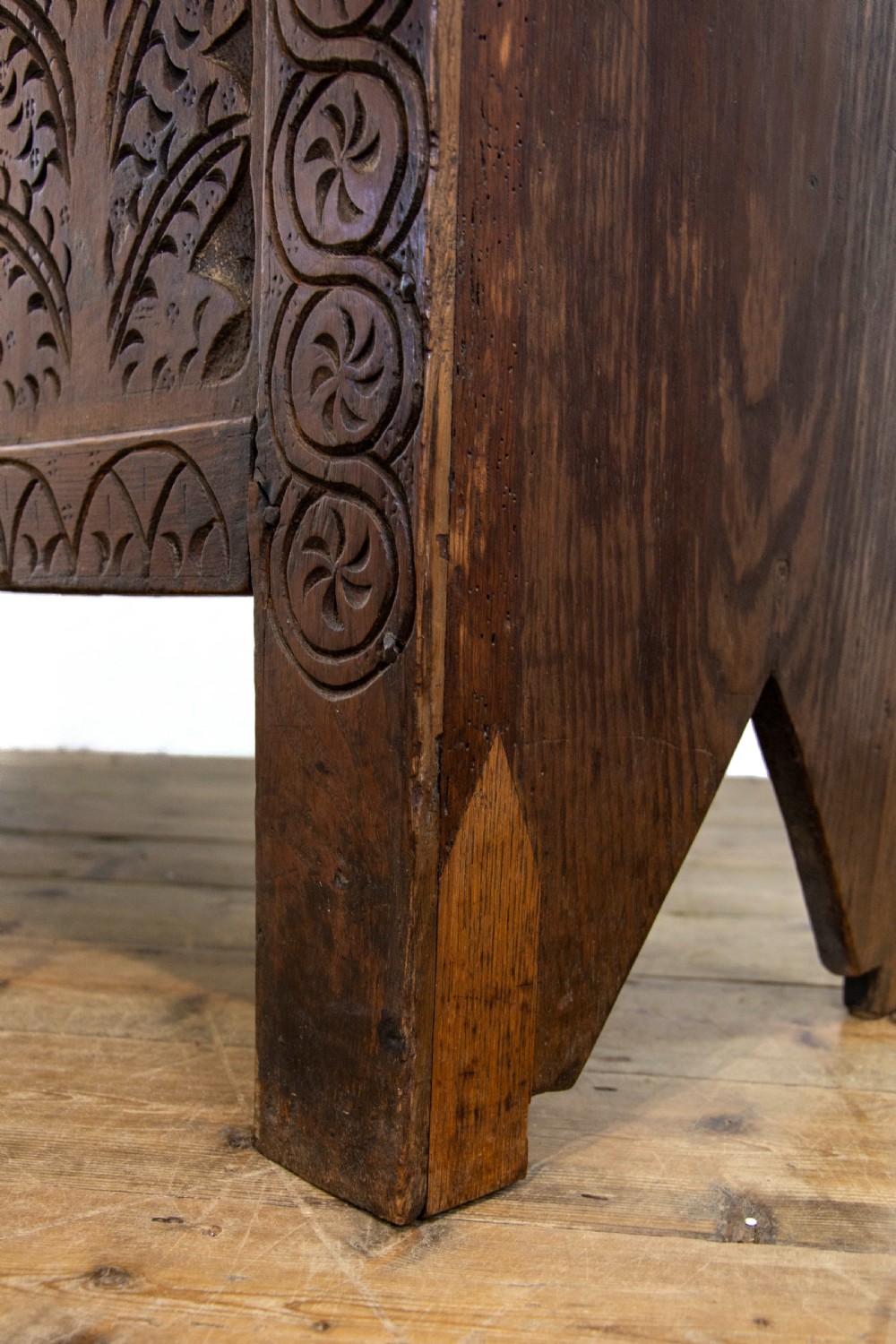  Small 18th Century Carved Oak Coffer  View IX