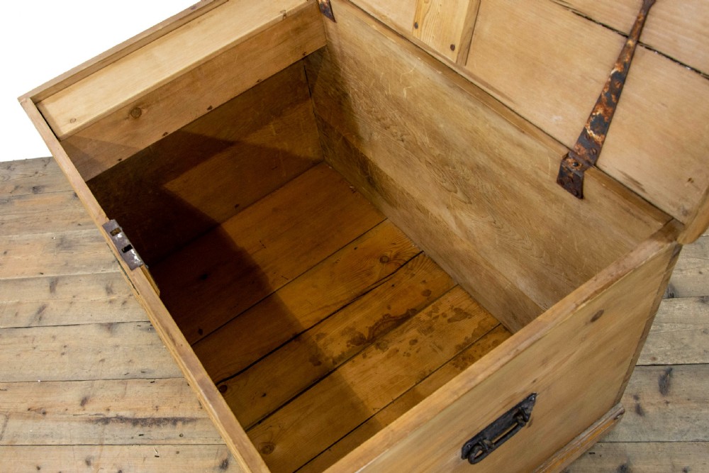 19th Century Stripped Pine Chest or Blanket Box View X