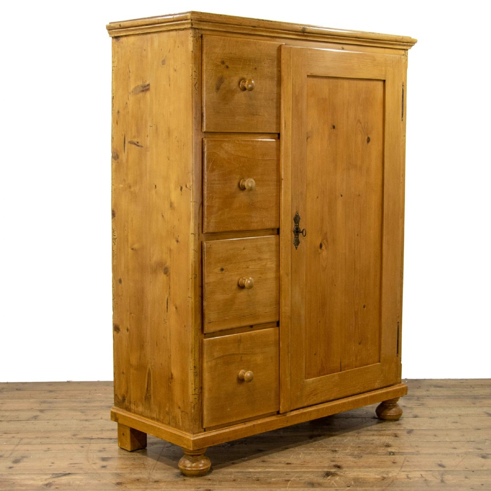 Unusual Antique Pine Cupboard with Drawers