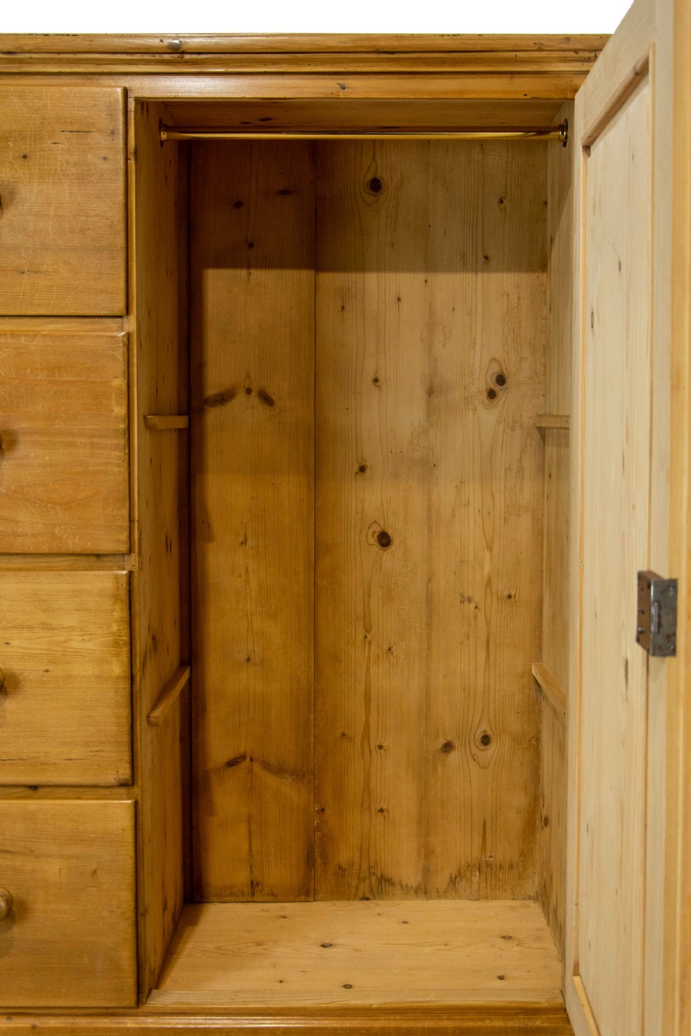 Unusual Antique Pine Cupboard with Drawers View V