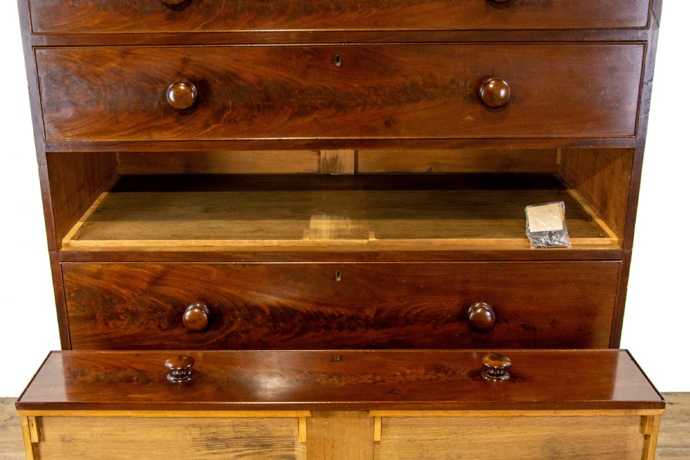 Large Two Part Victorian Mahogany Chest of Drawers View II