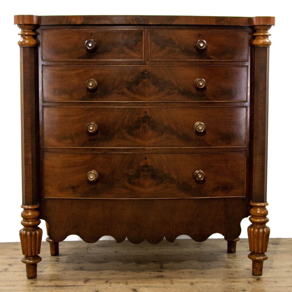 Large Antique Mahogany Bow Front Chest of Drawers 