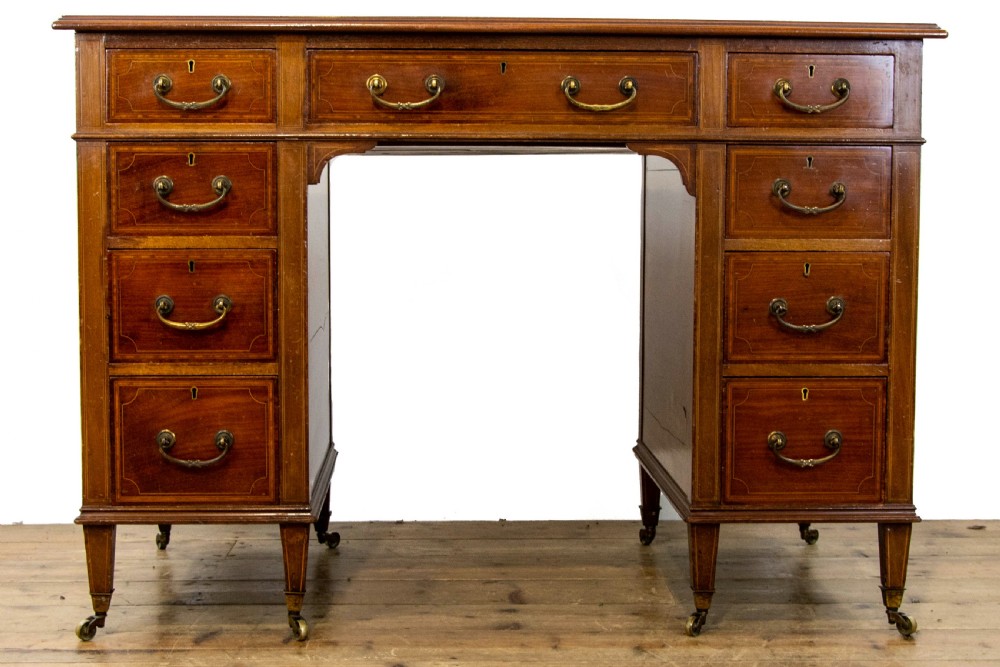 Antique Edwardian Inlaid Mahogany Desk 