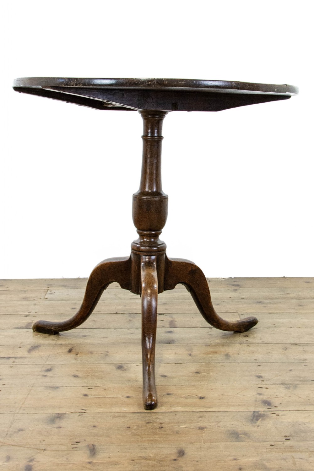 Antique Oak Circular Tripod Table