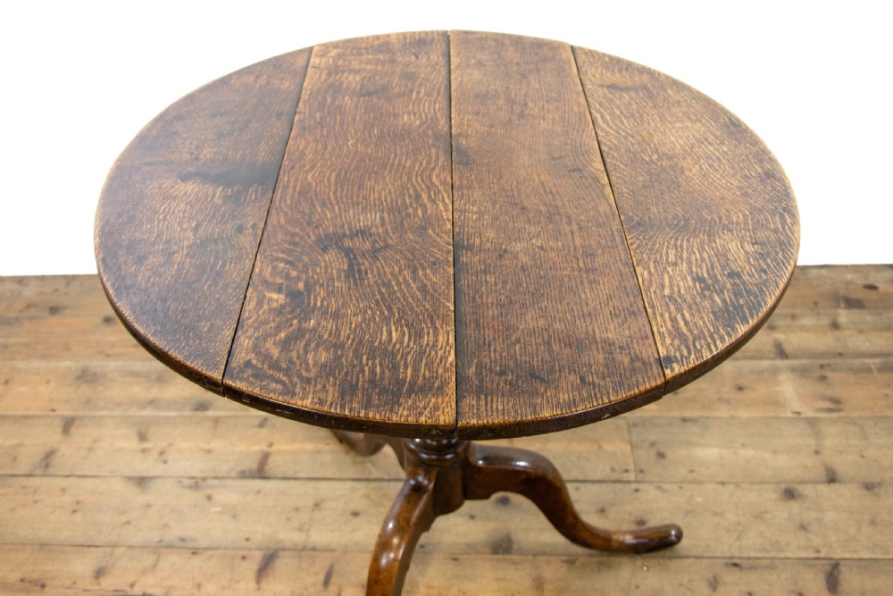 Antique Oak Circular Tripod Table View IV