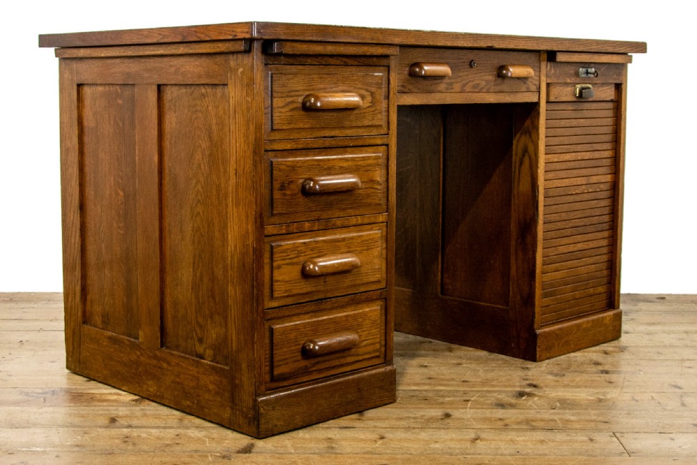 Antique Oak Kneehole Desk  View V
