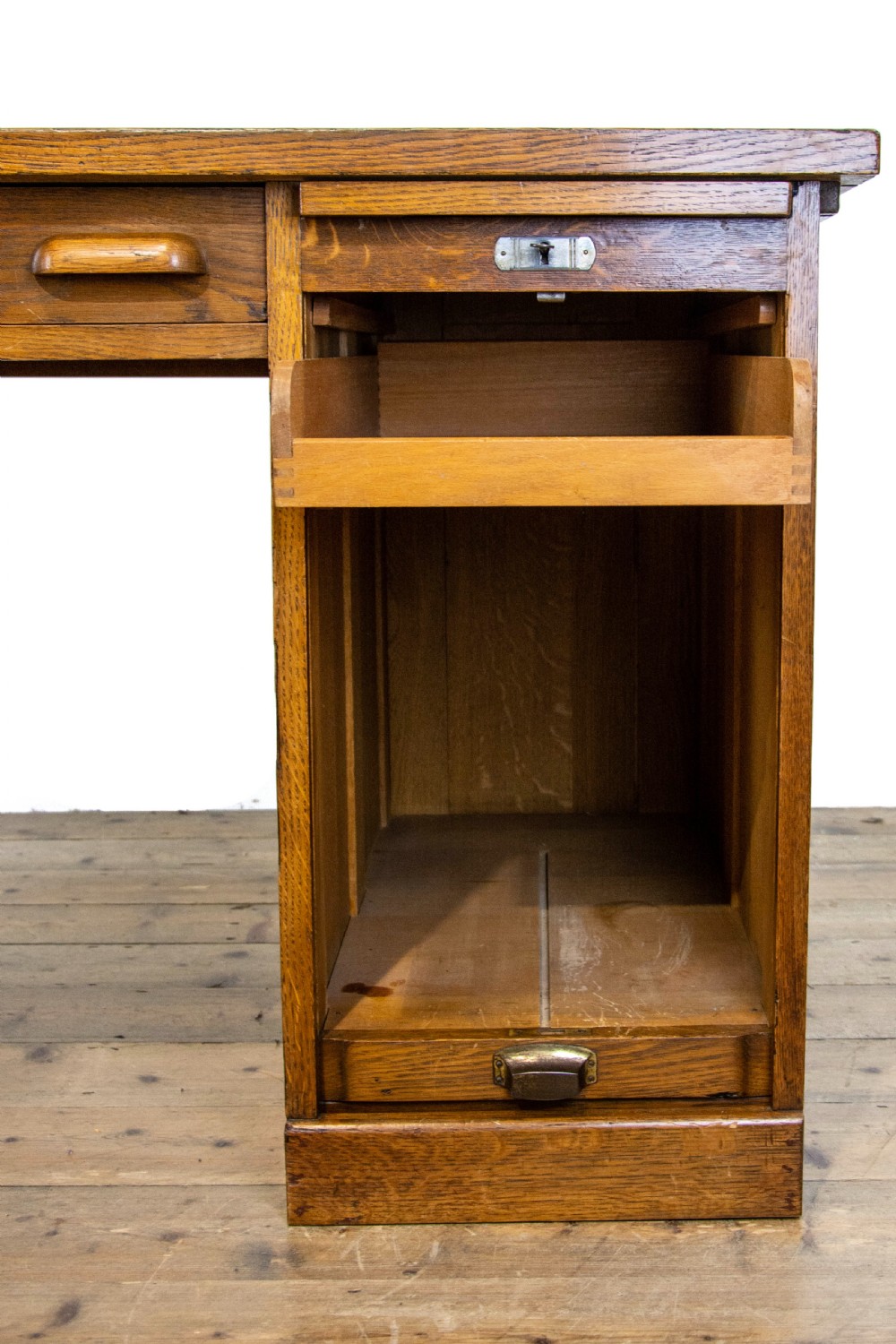 Antique Oak Kneehole Desk  View IX