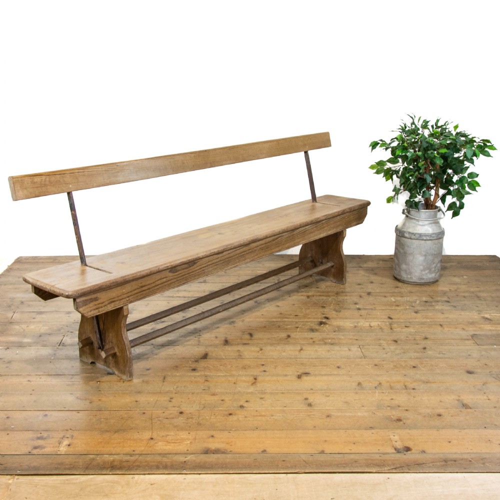 Antique Pitch Pine Bench with Flip Over Back  View II