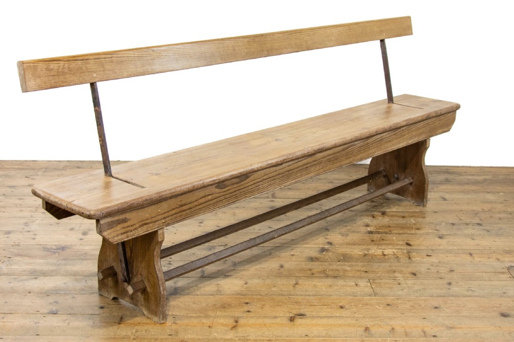 Antique Pitch Pine Bench with Flip Over Back 
