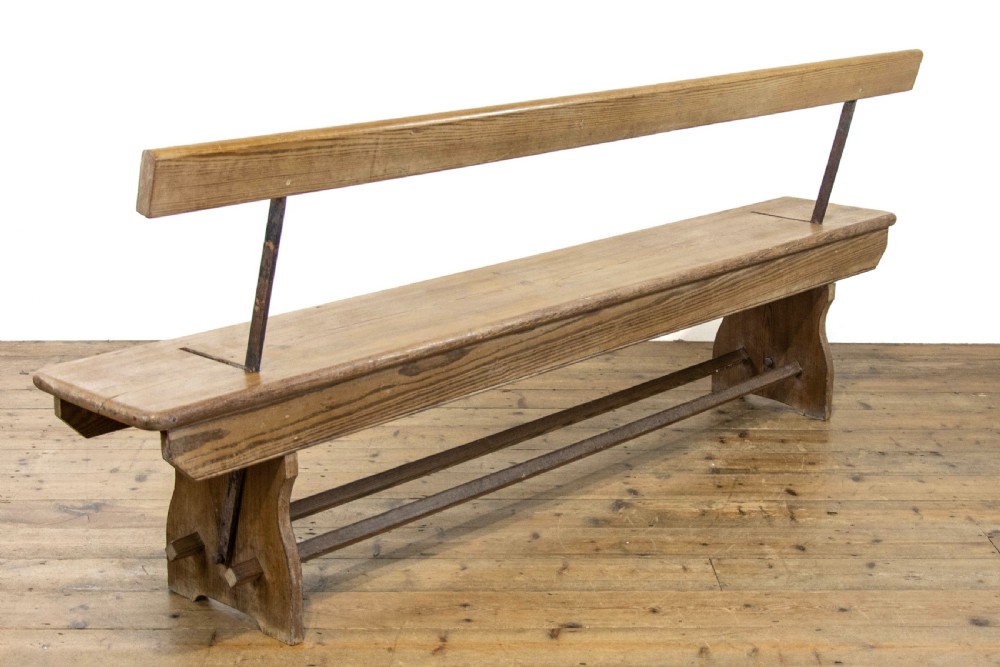Antique Pitch Pine Bench with Flip Over Back  View III