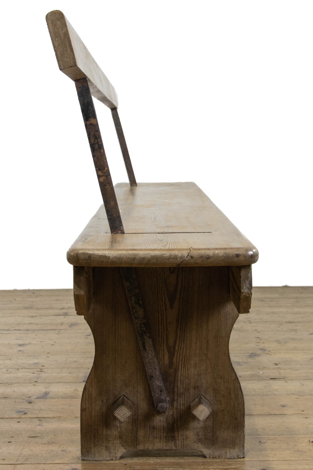 Antique Pitch Pine Bench with Flip Over Back  View V