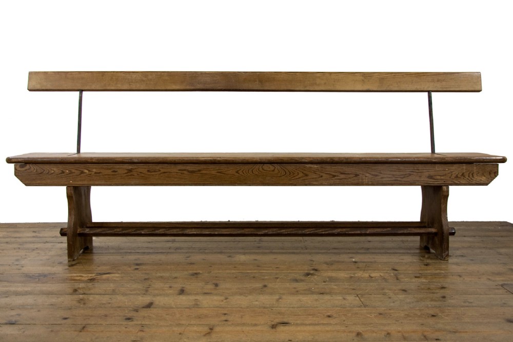 Antique Pitch Pine Bench with Flip Over Back  View X