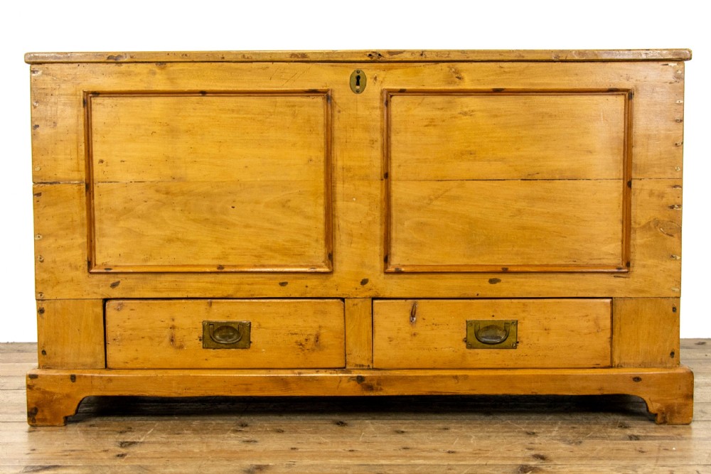 Large Rustic Antique Pine Mule Chest or Blanket Box View V