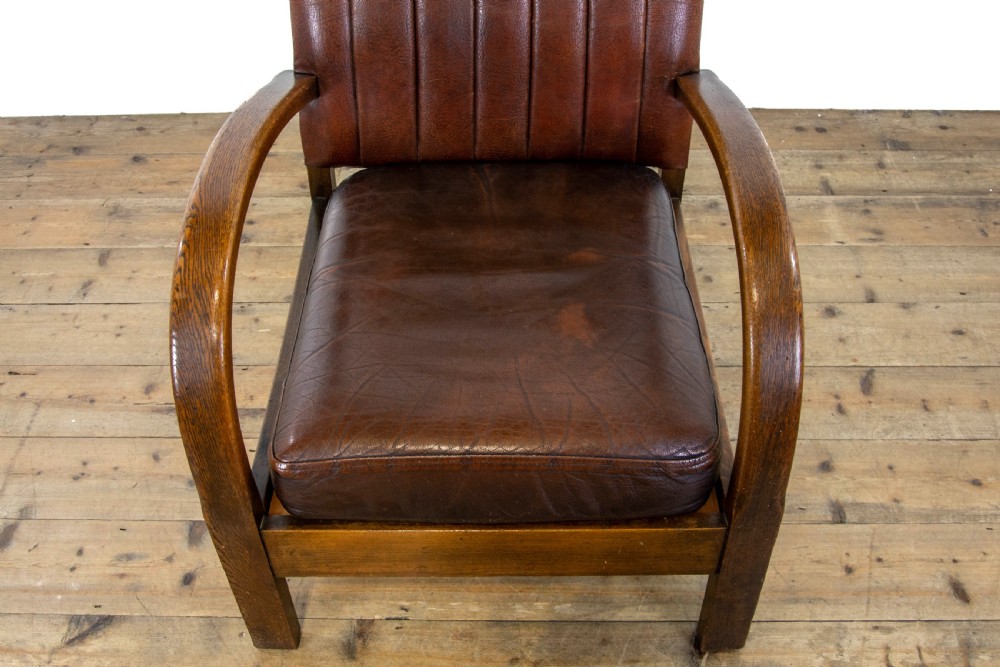 Oak and Leather Art Deco Armchair View IV