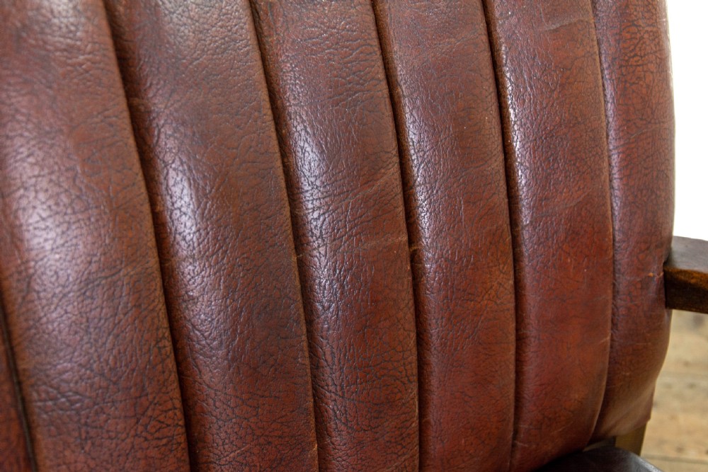 Oak and Leather Art Deco Armchair View V