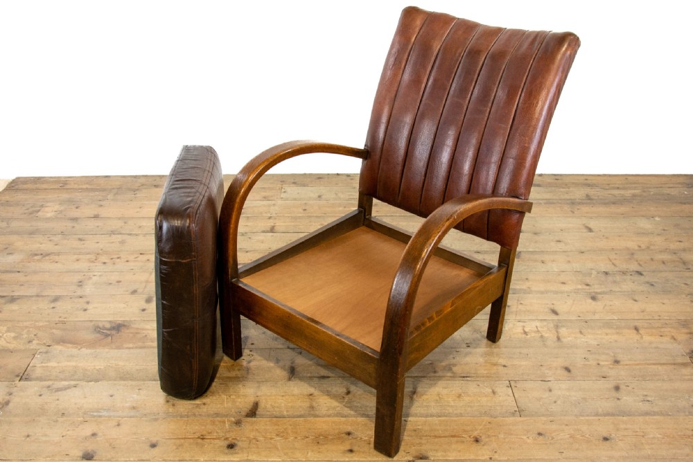 Oak and Leather Art Deco Armchair View IX