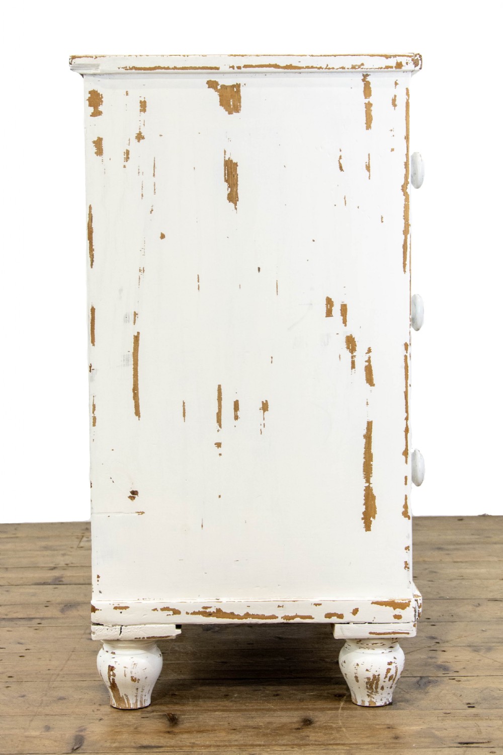 Distressed White Painted Antique Pine Chest of Drawers View VI