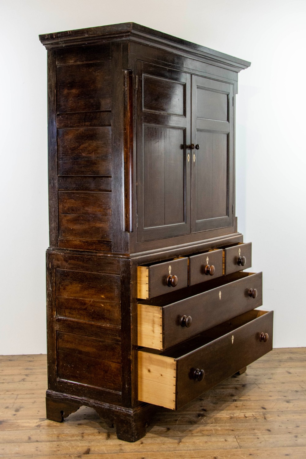 Antique Welsh Oak Press Cupboard 1878 View VIII