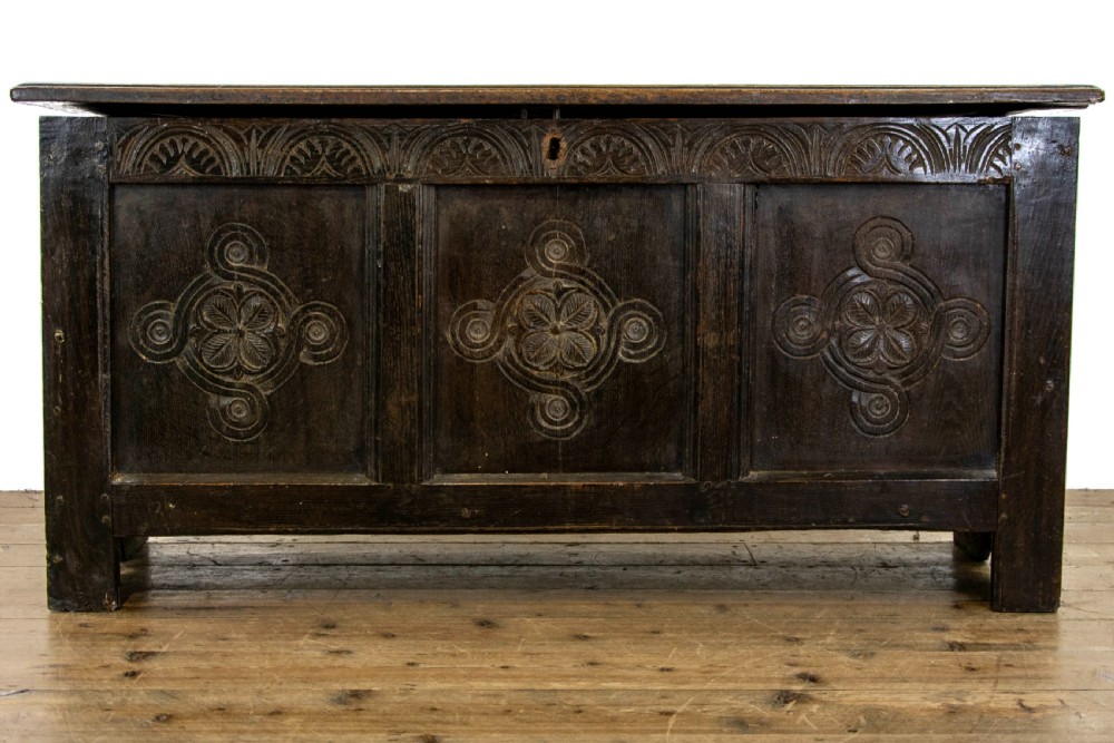 Antique Oak Carved Coffer View III