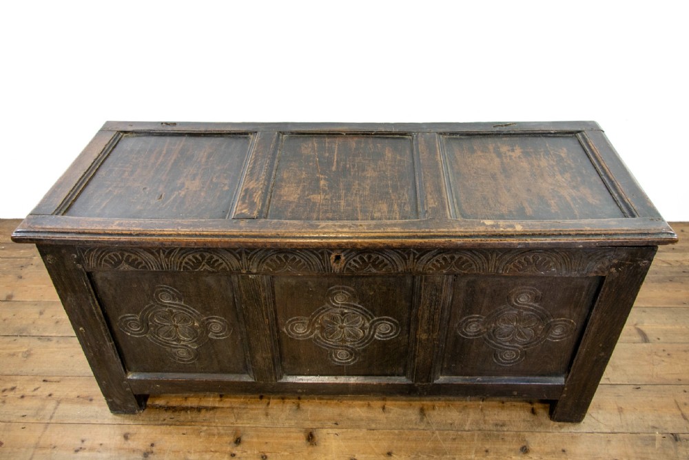 Antique Oak Carved Coffer View IV