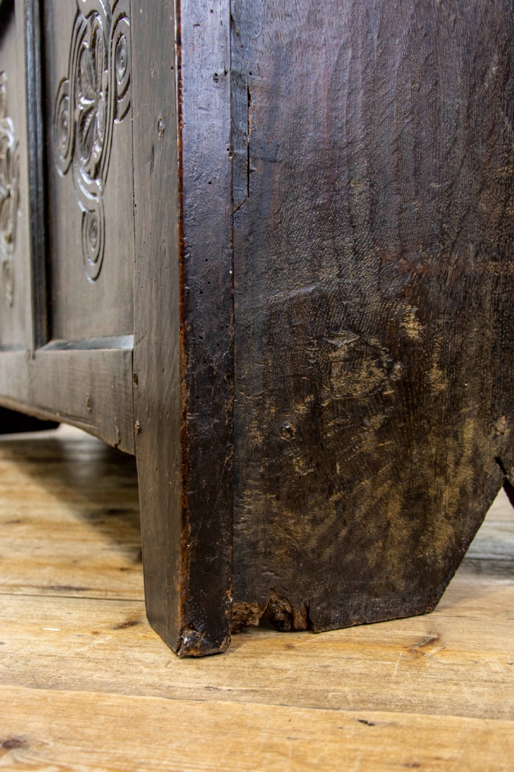 Antique Oak Carved Coffer View XI
