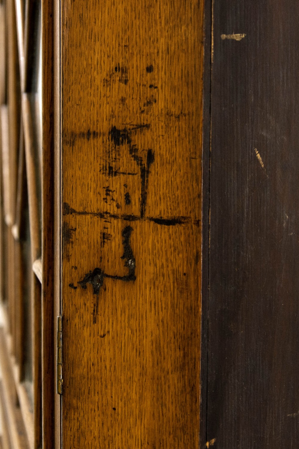 Antique Georgian Oak Corner Cupboard with Glazed Top View X