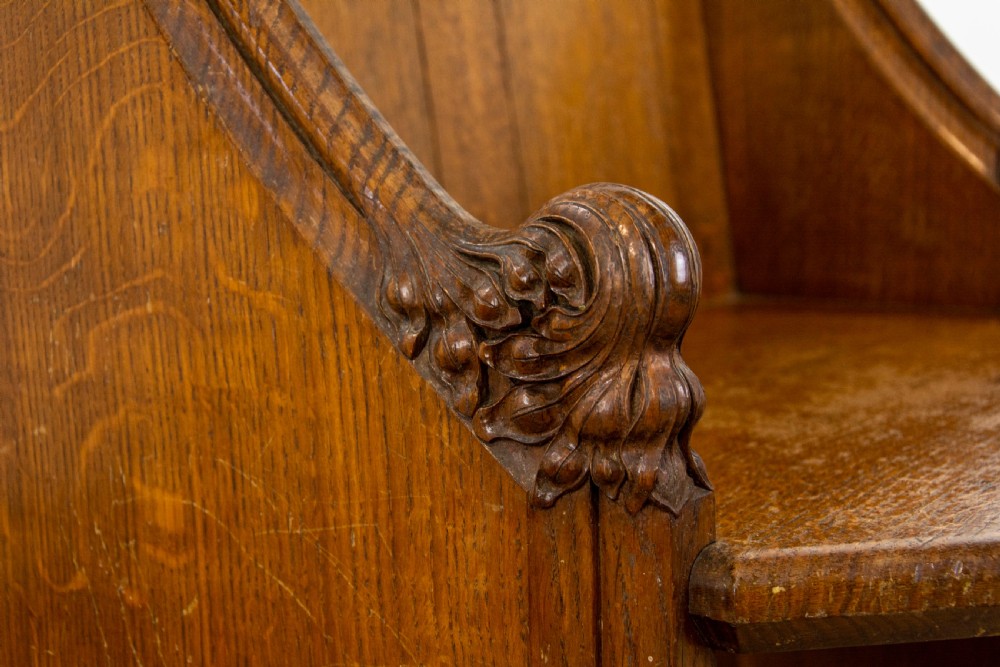 Antique Gothic Oak Pew Seat or Throne View II