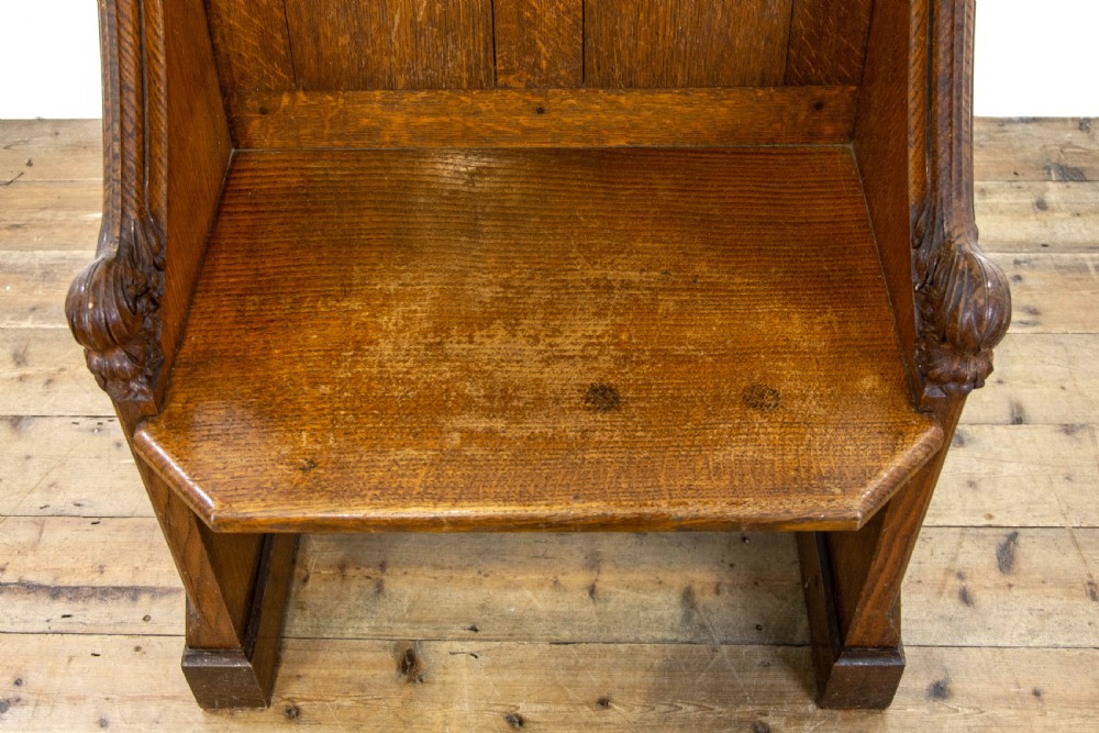 Antique Gothic Oak Pew Seat or Throne View V
