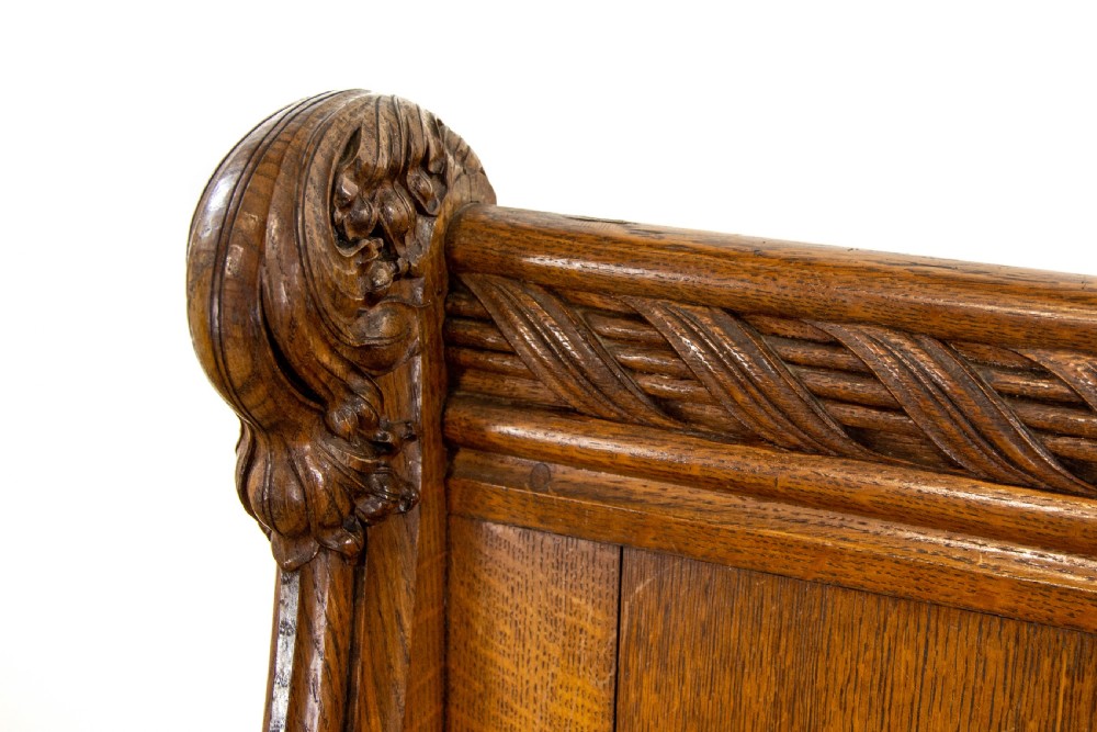 Antique Gothic Oak Pew Seat or Throne View VI