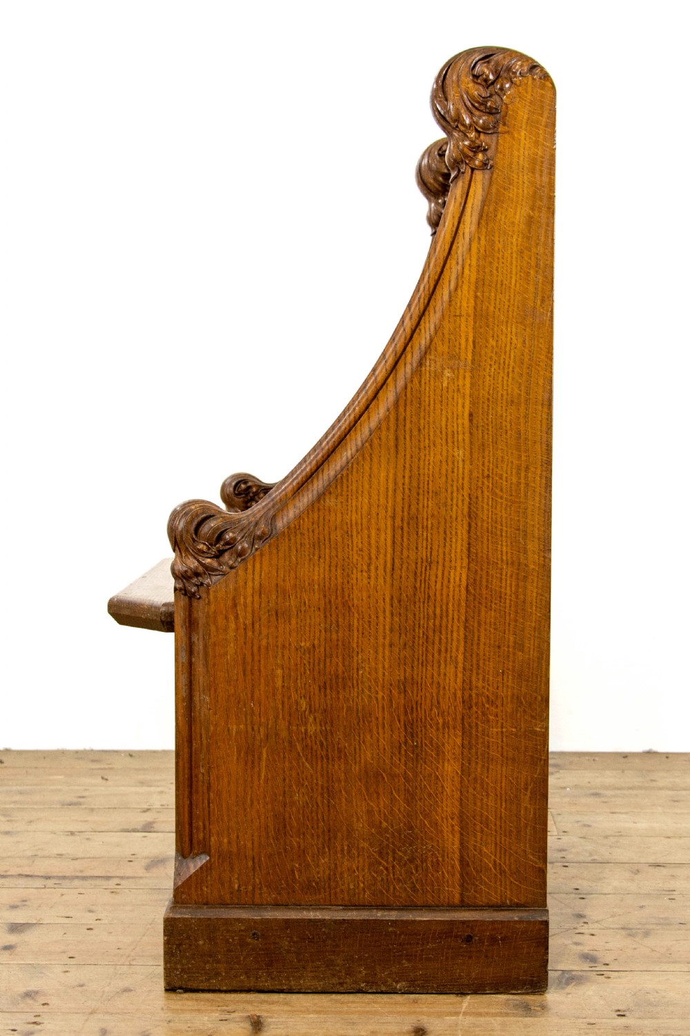 Antique Gothic Oak Pew Seat or Throne View VIII