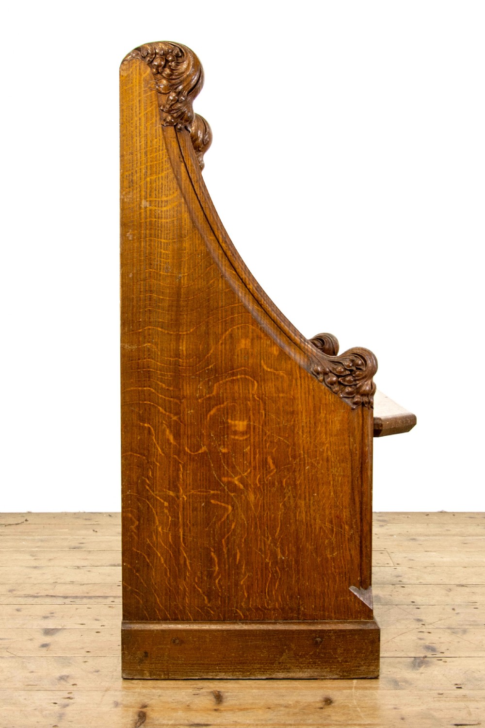Antique Gothic Oak Pew Seat or Throne View IX