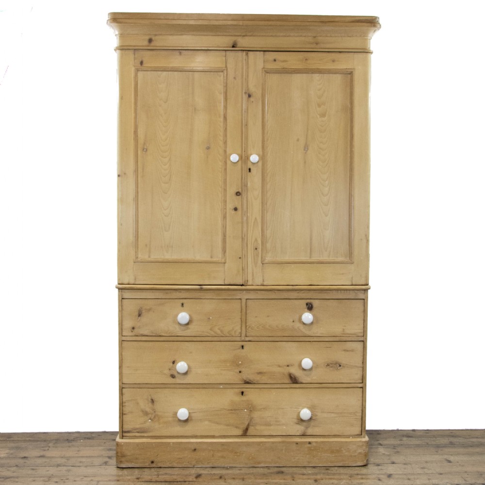 Large Antique Pine Linen Press Cupboard 