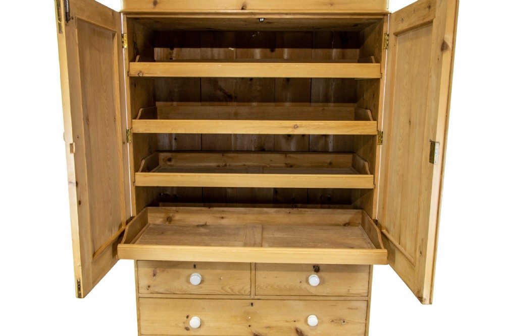 Large Antique Pine Linen Press Cupboard  View V