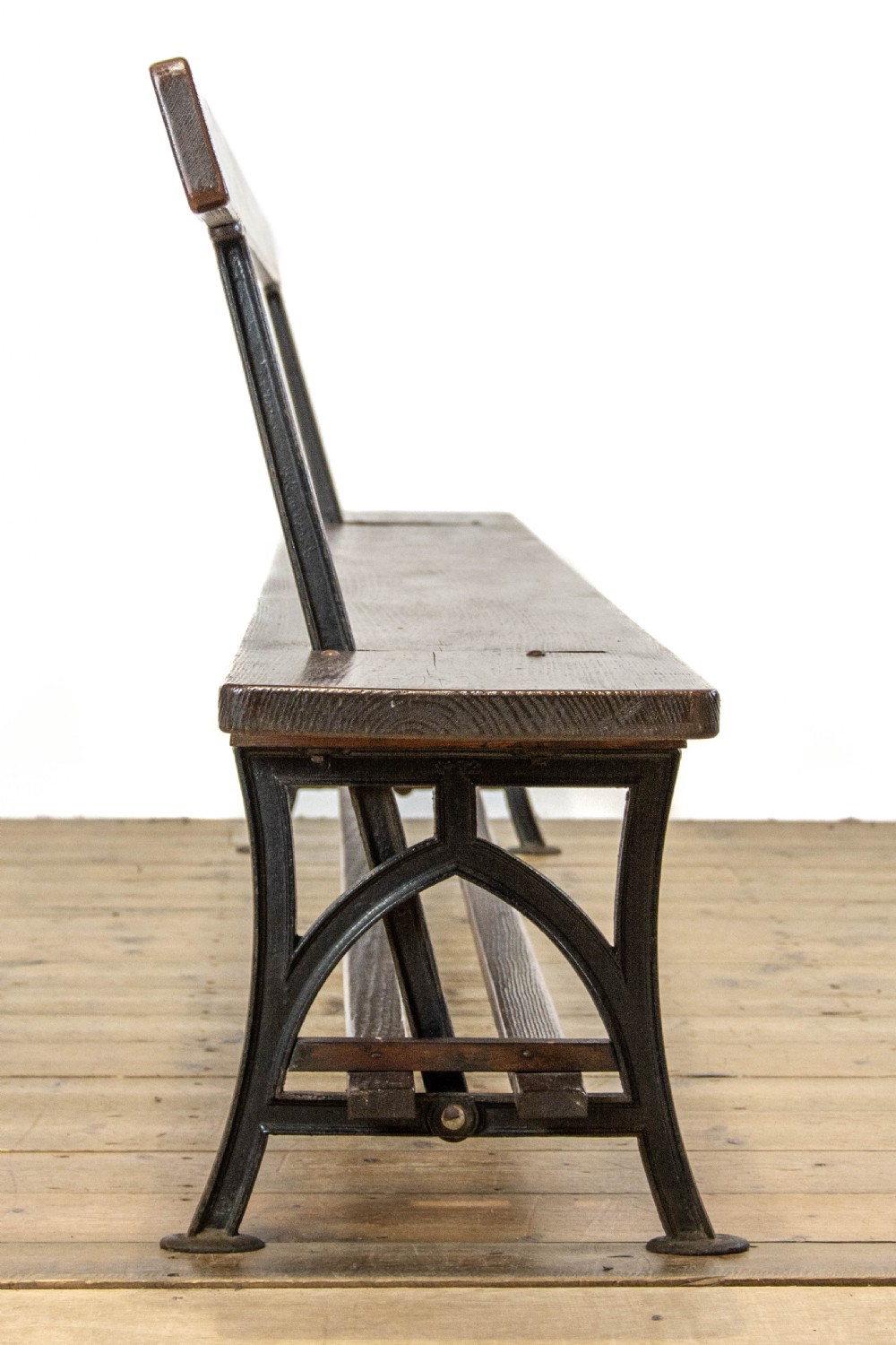 Reversible Antique Pitch Pine Station Bench View VI