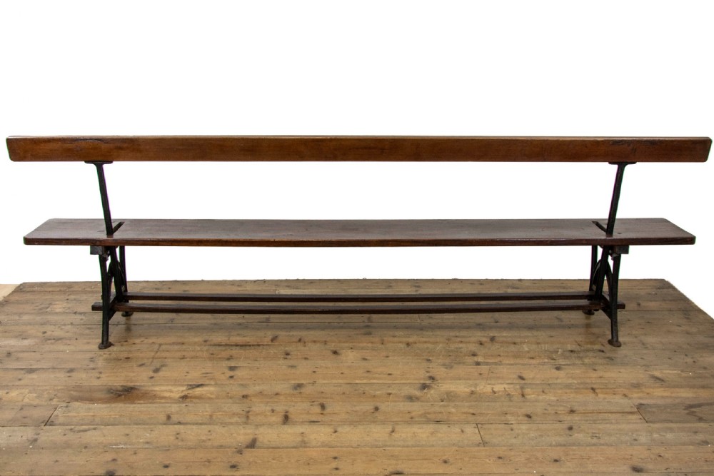 Reversible Antique Pitch Pine Station Bench View VIII