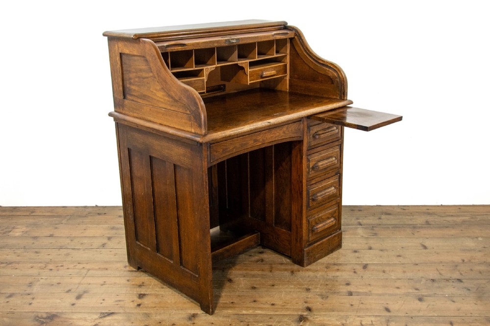 Antique Oak Roll Top Desk View IV