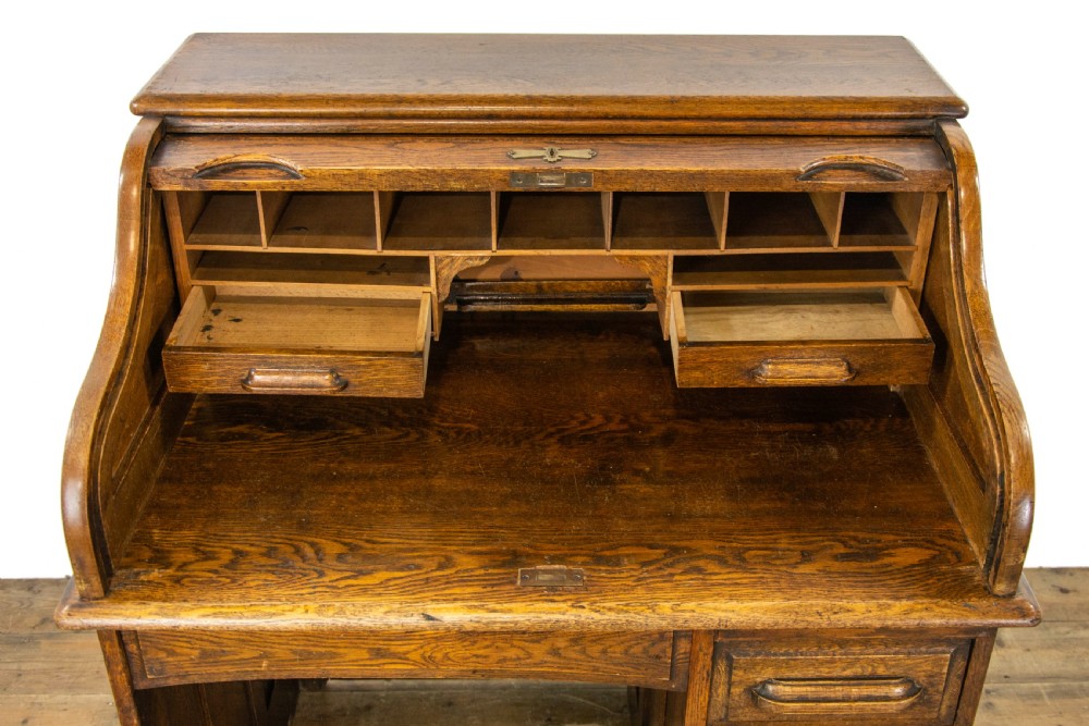 Antique Oak Roll Top Desk View VI
