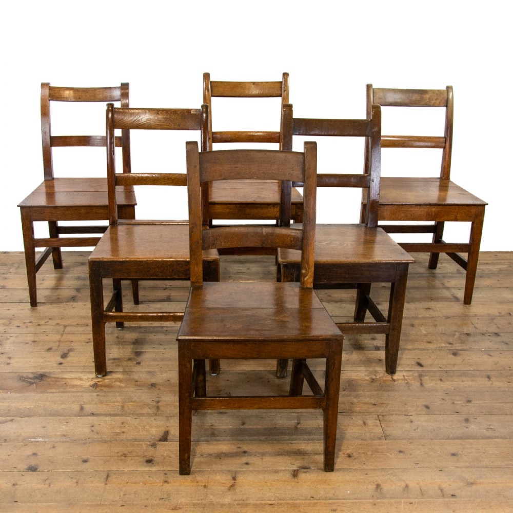 Set of Six Similar Antique Oak Farmhouse Chairs