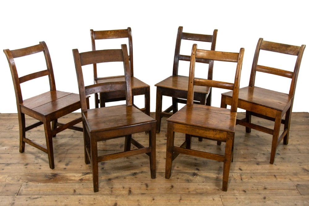 Set of Six Similar Antique Oak Farmhouse Chairs View III