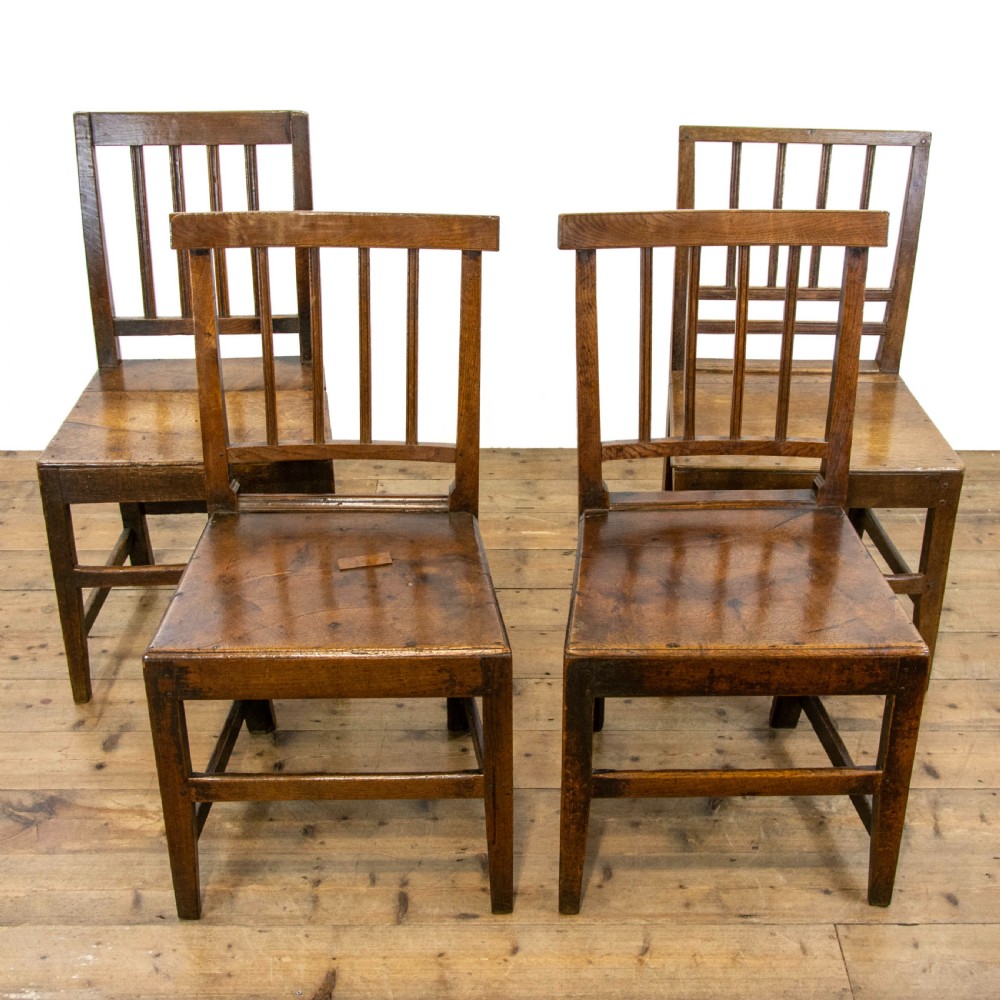 Set of Four Harlequin Antique Oak Farmhouse Chairs