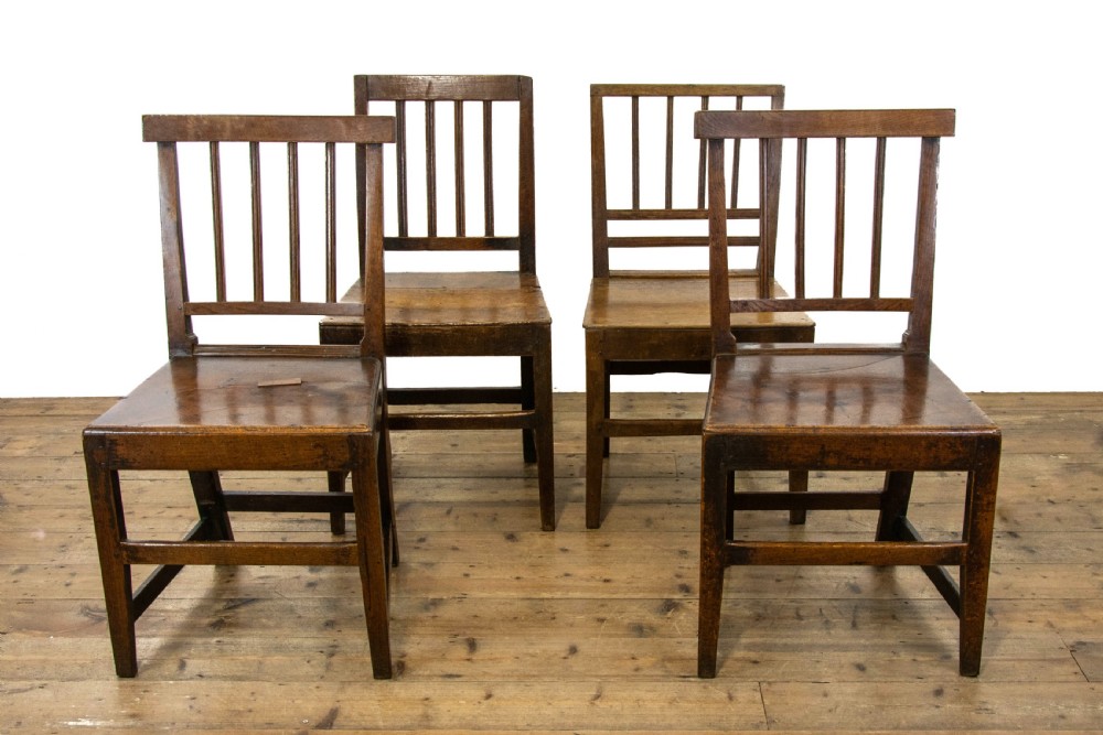 Set of Four Harlequin Antique Oak Farmhouse Chairs View II