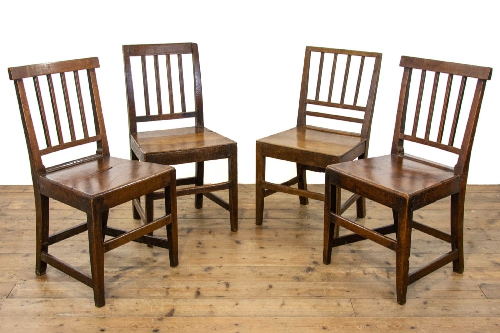 Set of Four Harlequin Antique Oak Farmhouse Chairs View III