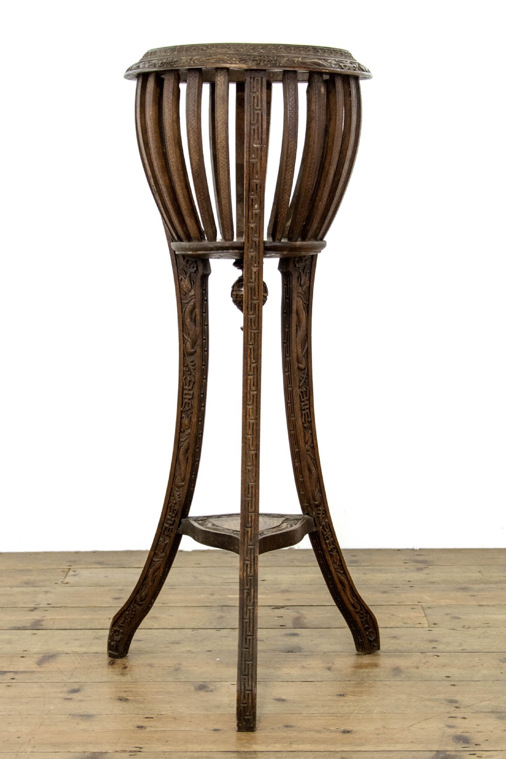 Antique Carved Hardwood Jardiniere Stand View II