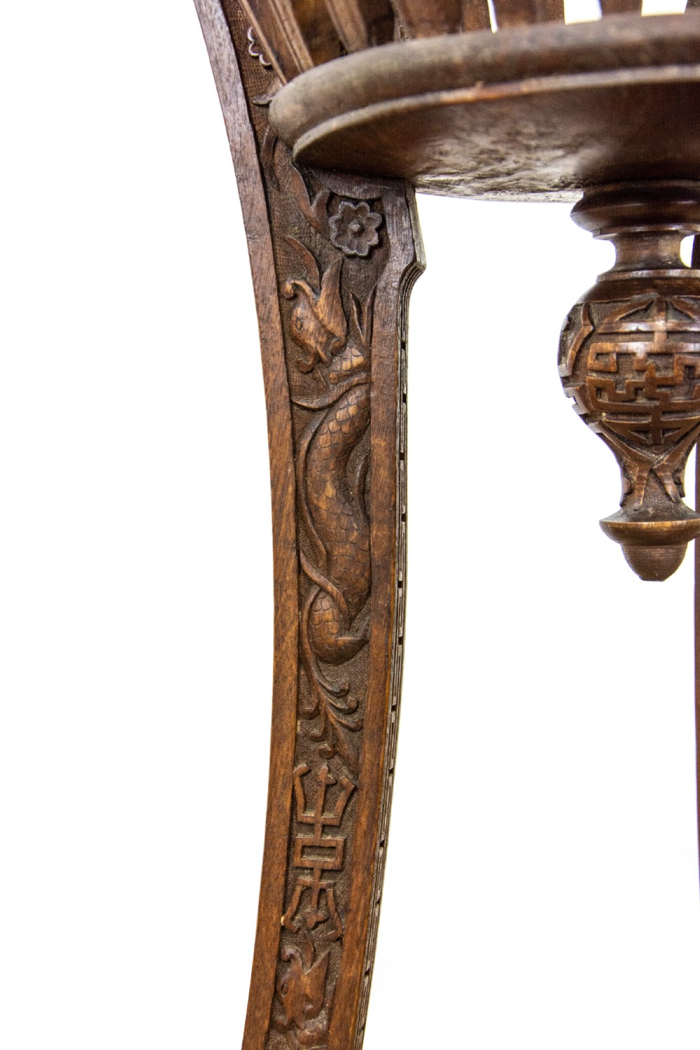 Antique Carved Hardwood Jardiniere Stand View III