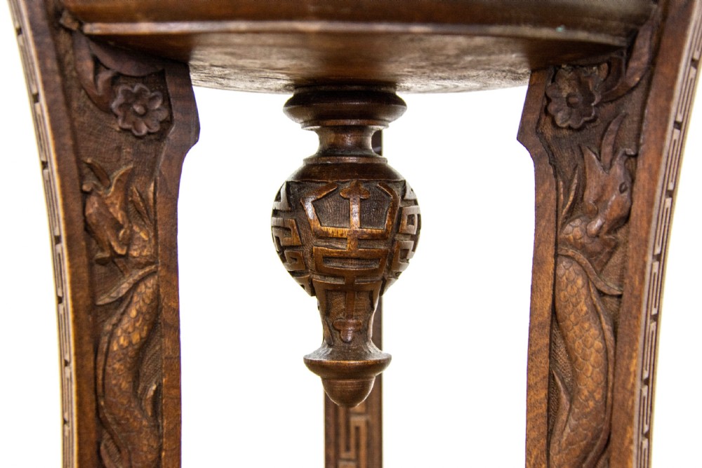 Antique Carved Hardwood Jardiniere Stand View IV