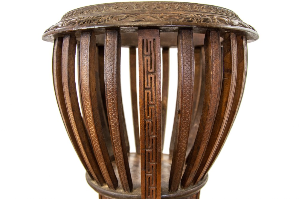 Antique Carved Hardwood Jardiniere Stand View V