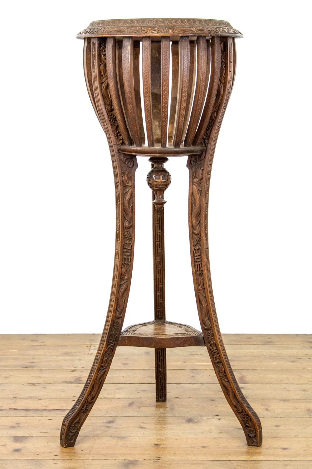 Antique Carved Hardwood Jardiniere Stand View VIII